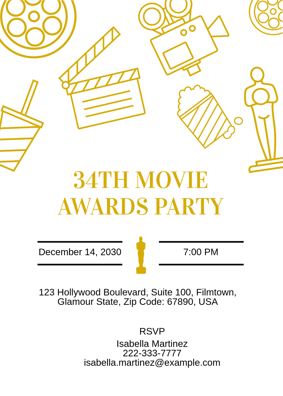 Movie Awards Party invitation