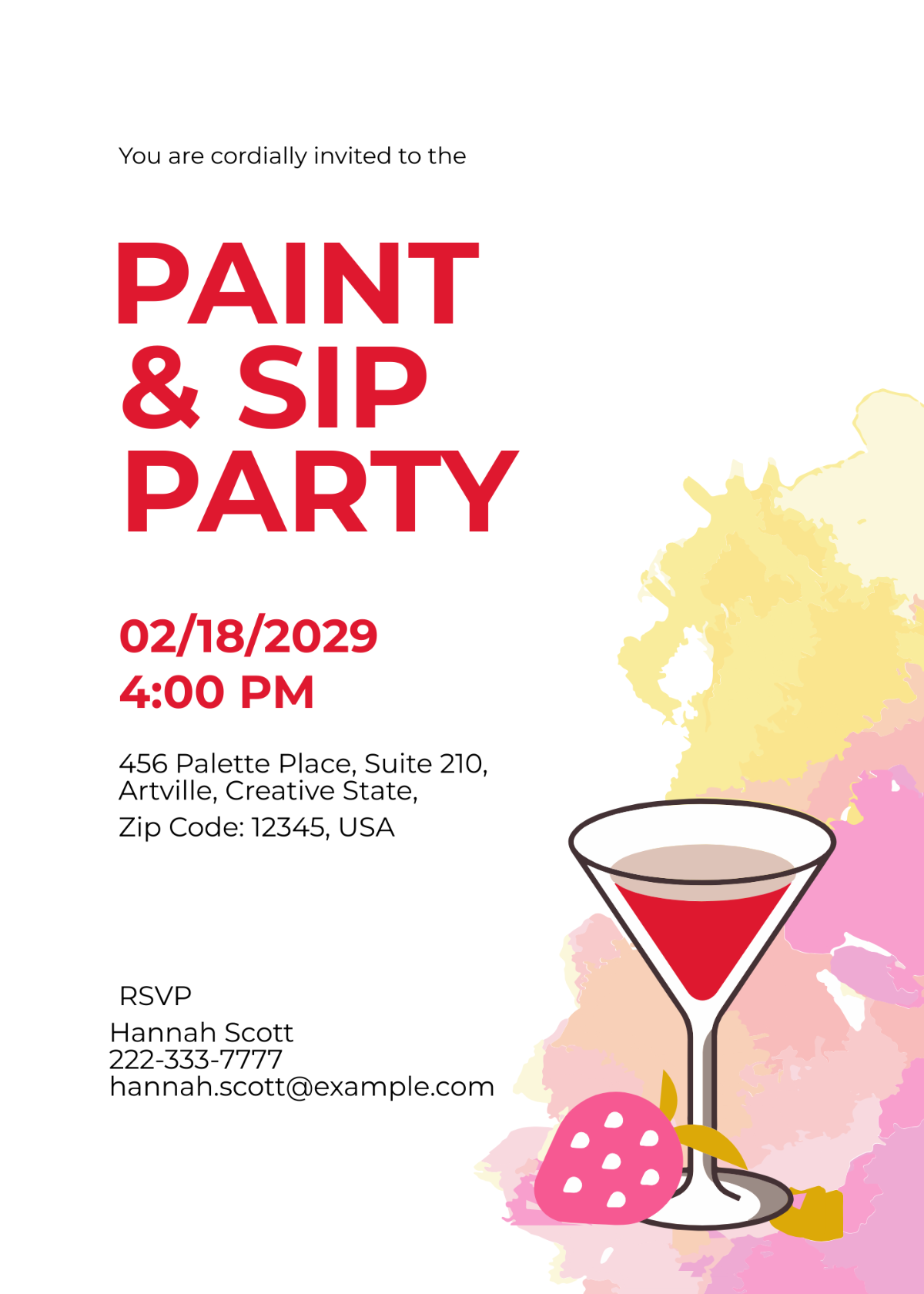 Paint and Sip Party Invitation