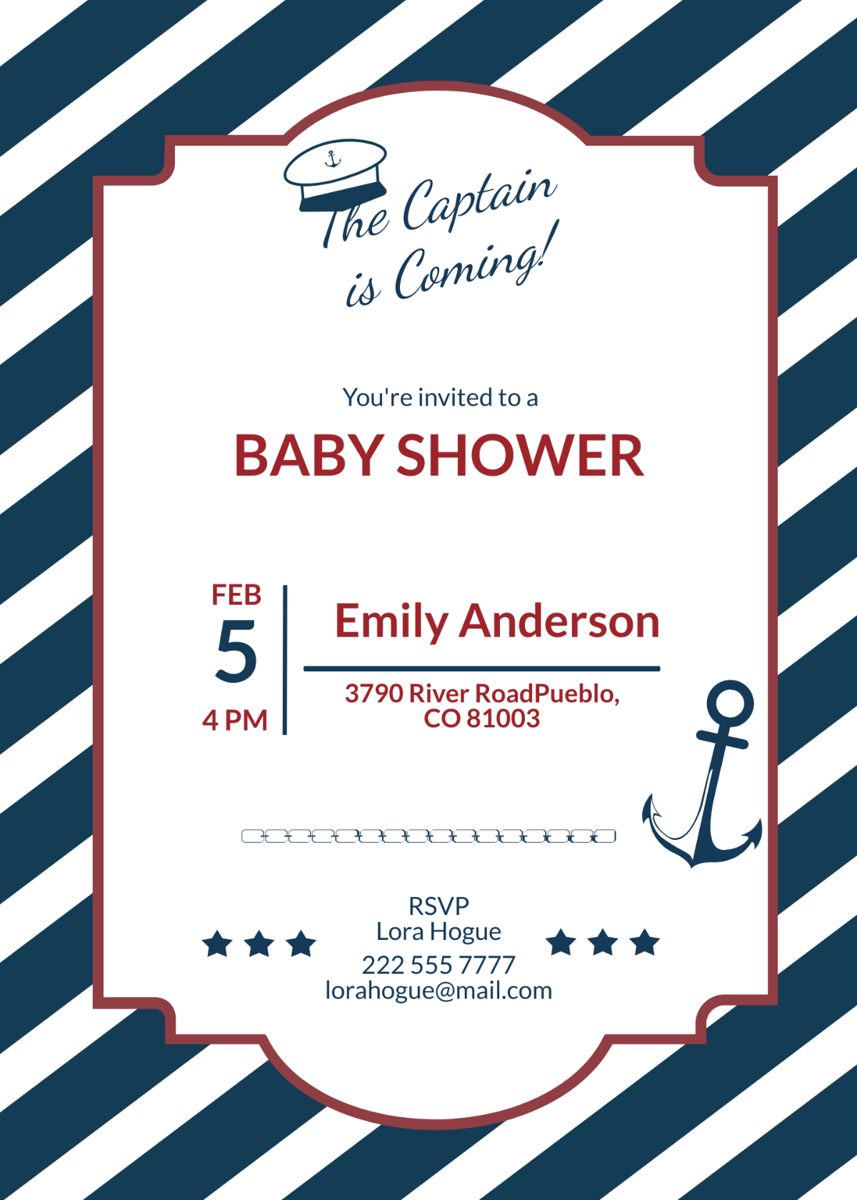 Printable Nautical Baby Shower Invitation