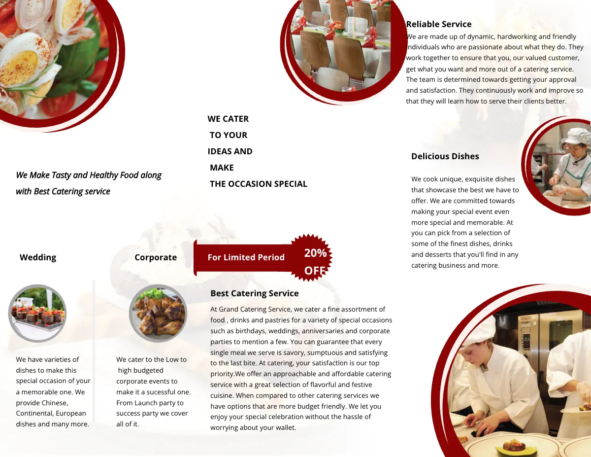 Free Catering Service A3 Brochure Template to Edit Online