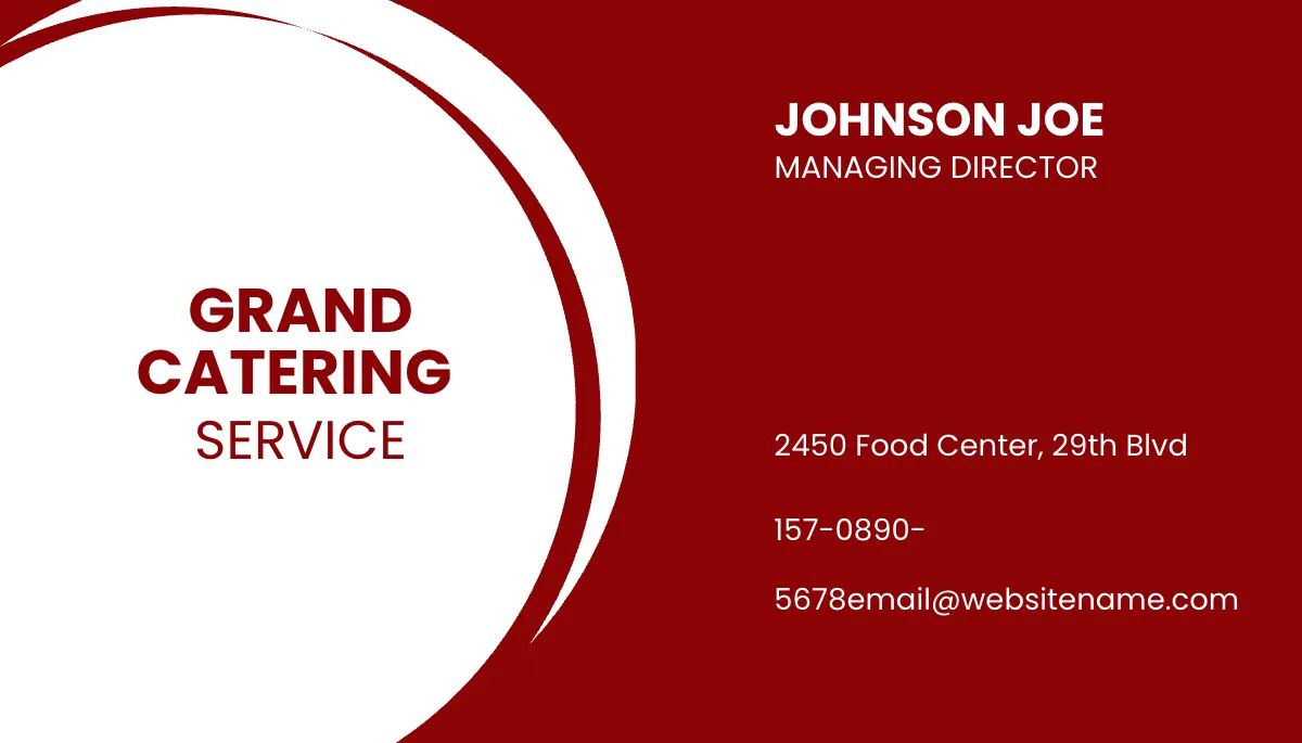 Free Professional Catering Service Business Card Template to Edit Online