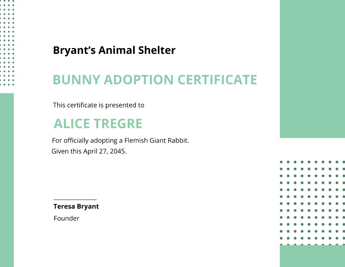 Bunny Adoption Certificate Template - Edit Online & Download