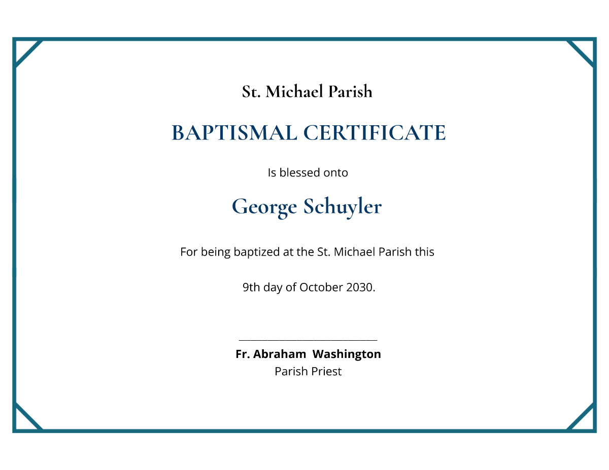 Child Baptism Certificate