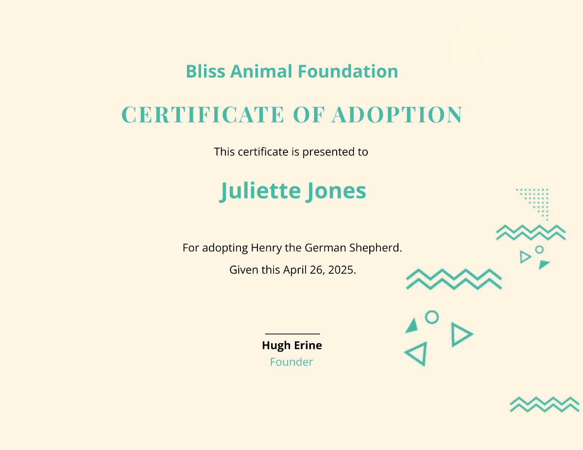 Dog Adoption Certificate Template - Edit Online & Download