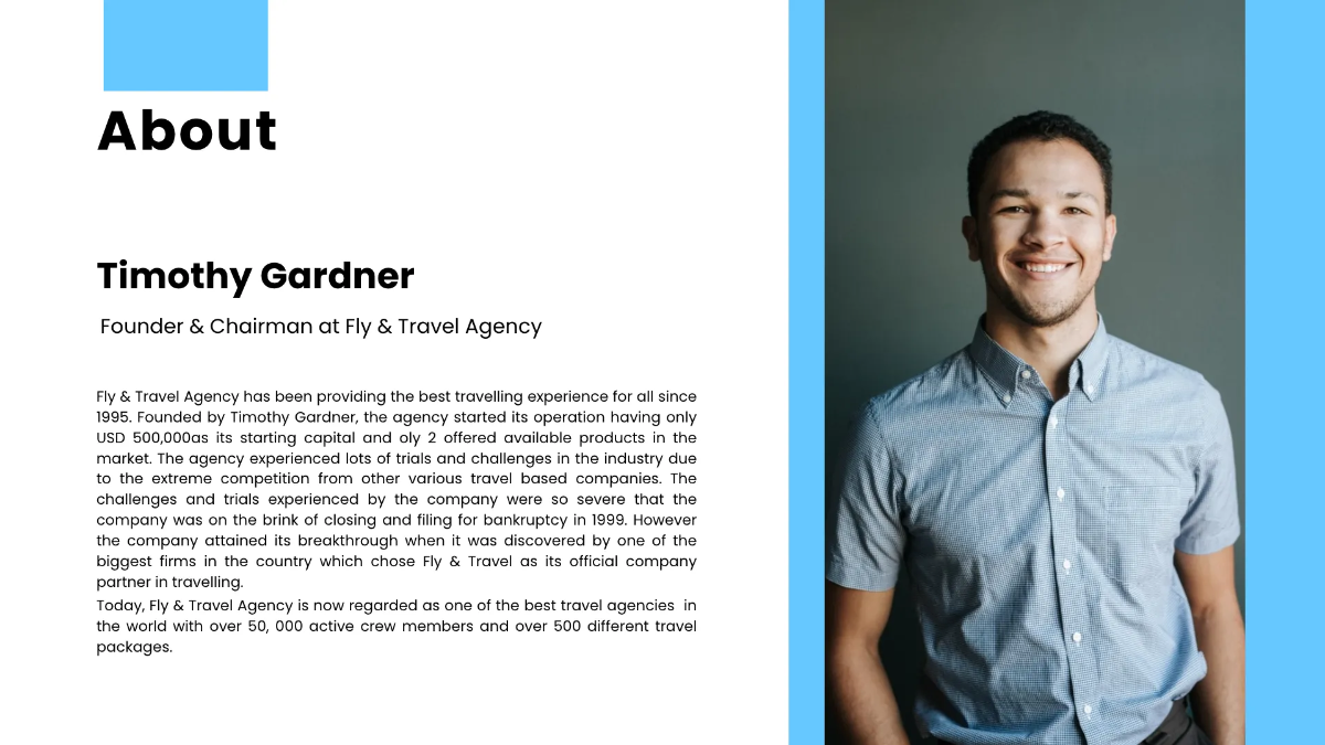 Free Corporate Travel Agency Presentation Template to Edit Online