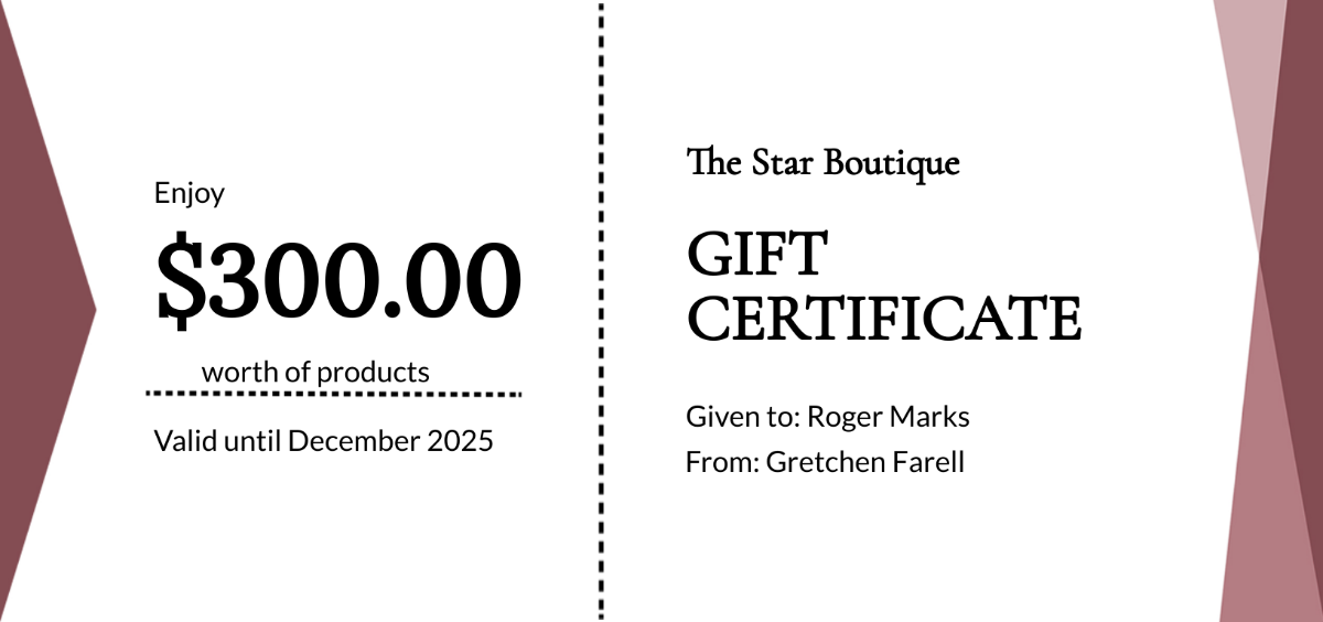 Fashion Gift Certificate Template