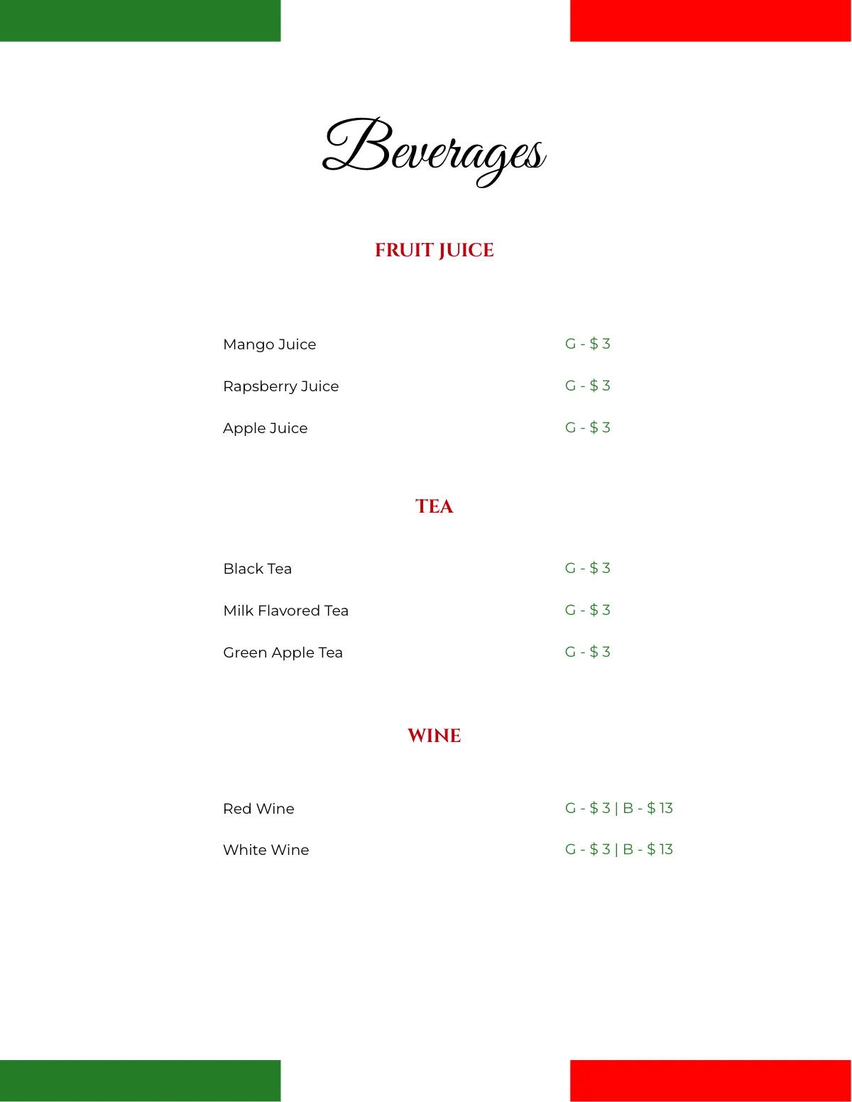 Free Italian Pasta Restaurant Menu Template to Edit Online