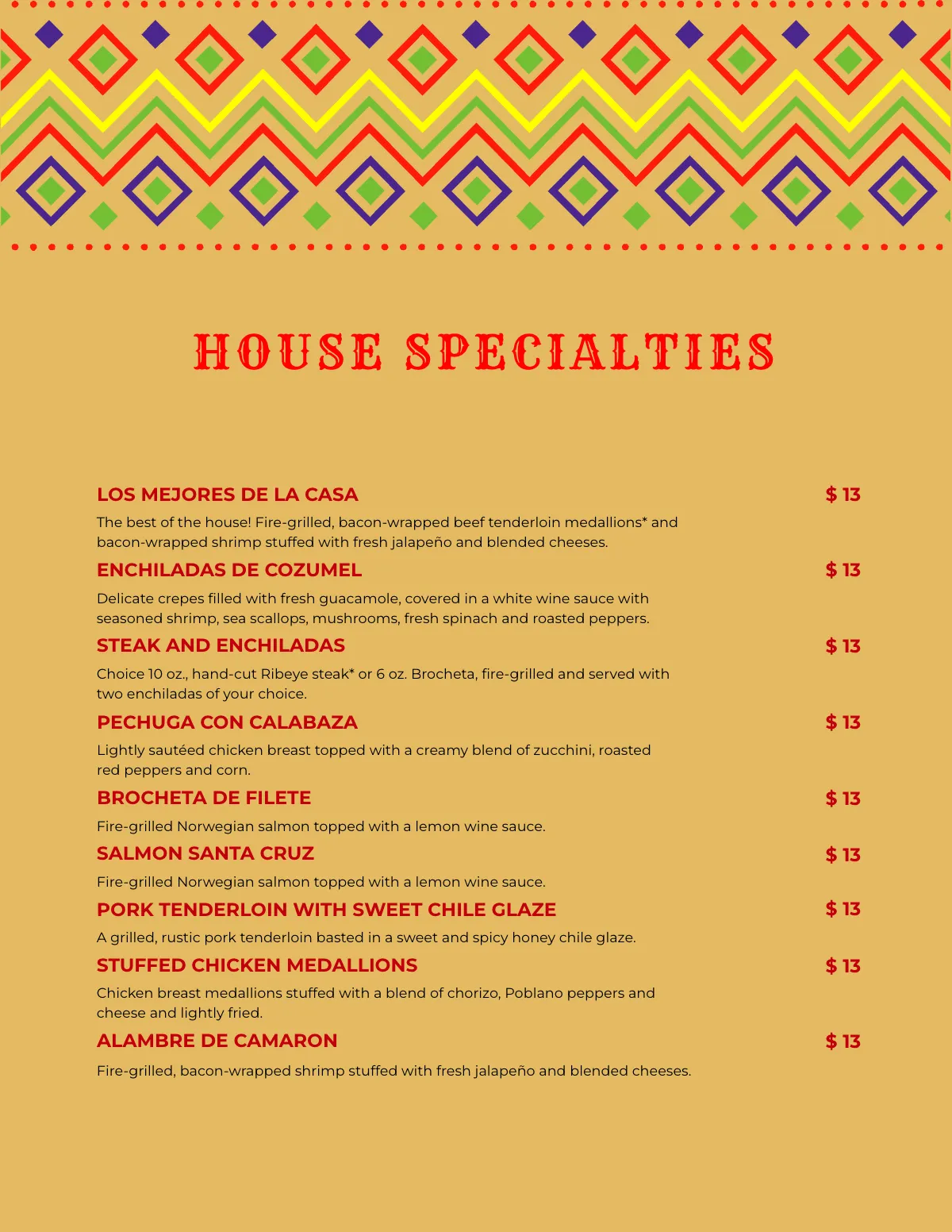 Free Mexican Restaurant Menu Template to Edit Online