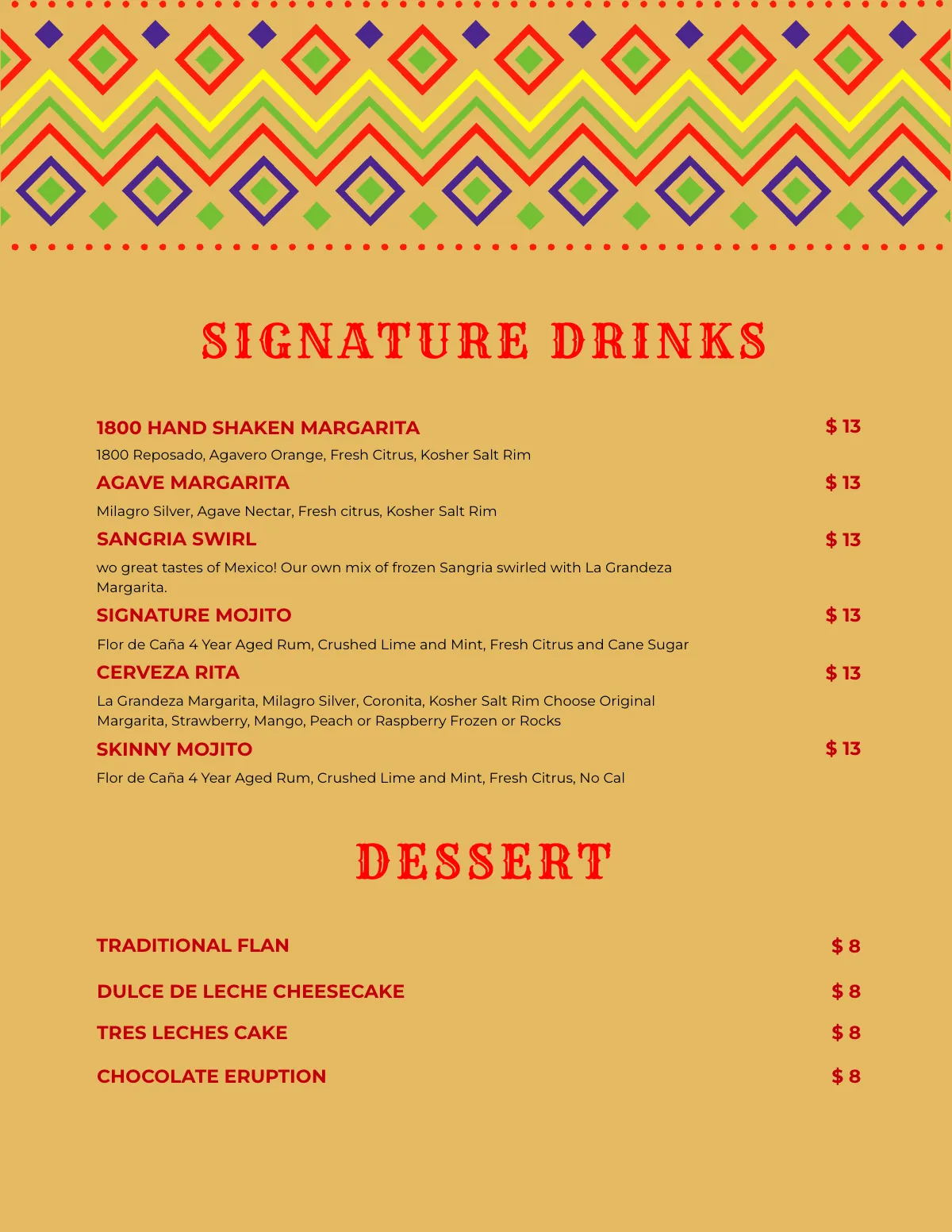 Free Mexican Restaurant Menu Template to Edit Online