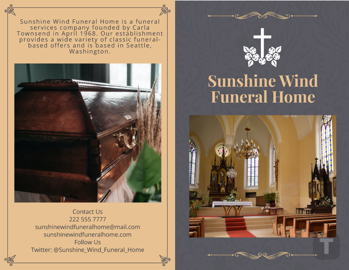 Classic Funeral Memorial Bi-Fold Brochure Template