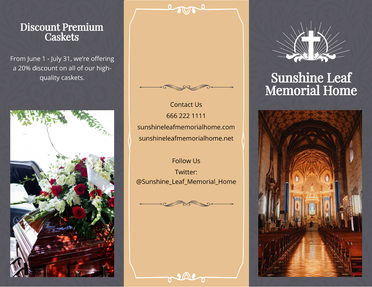 Classic Funeral Memorial Tri-Fold Brochure Template