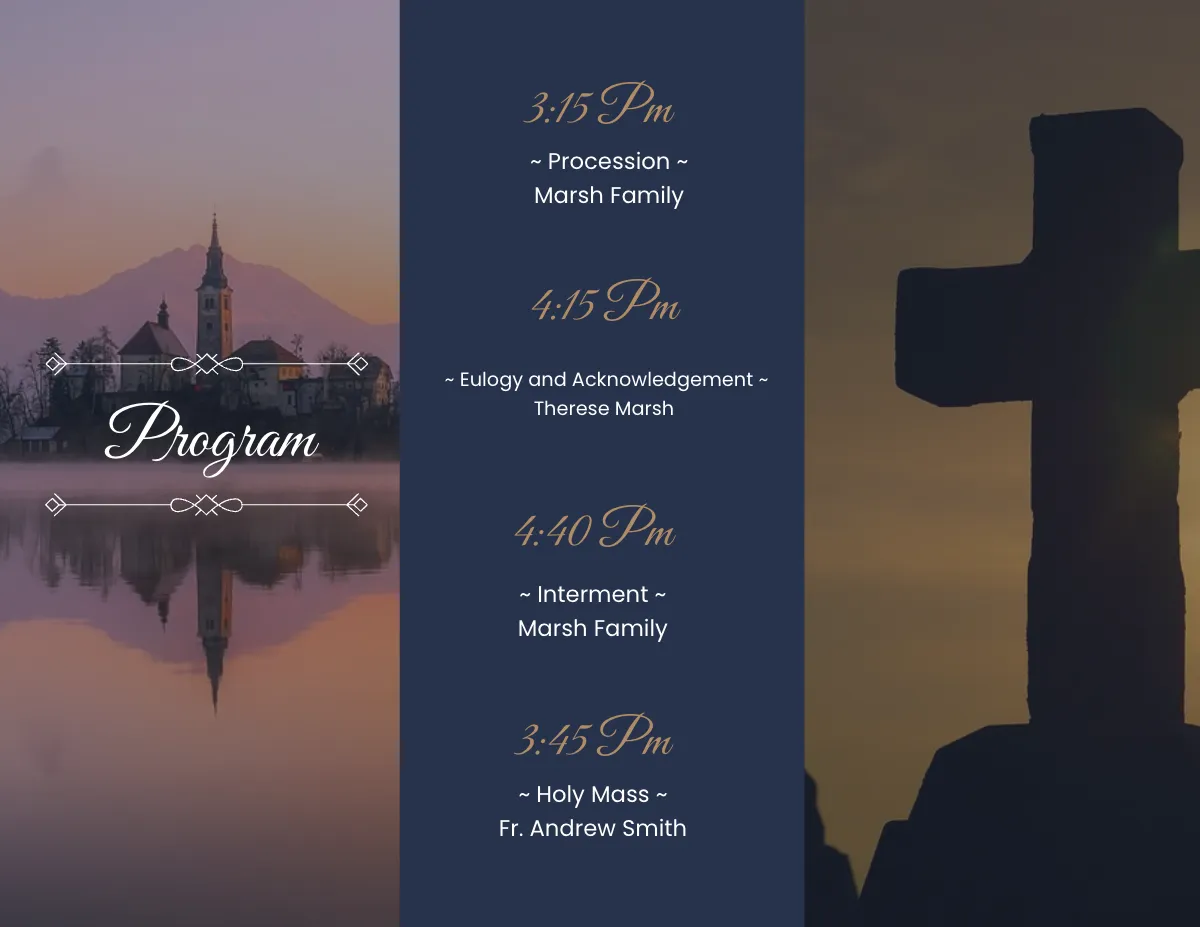 Free Editable Acknowledgment Funeral Tri-Fold Brochure Template to Edit Online