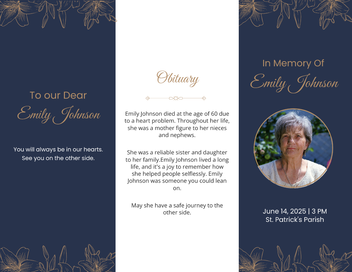 Editable Acknowledgment Funeral Tri-Fold Brochure Template - Edit Online & Download