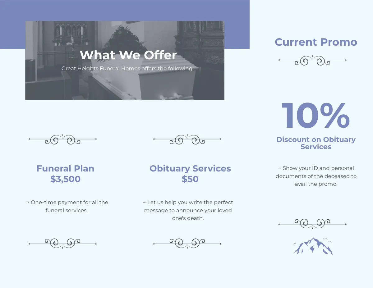 Free Editable Funeral Plan Tri-Fold Brochure Template to Edit Online