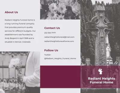 Free Floral Funeral Service Tri-Fold Brochure Template to Edit Online