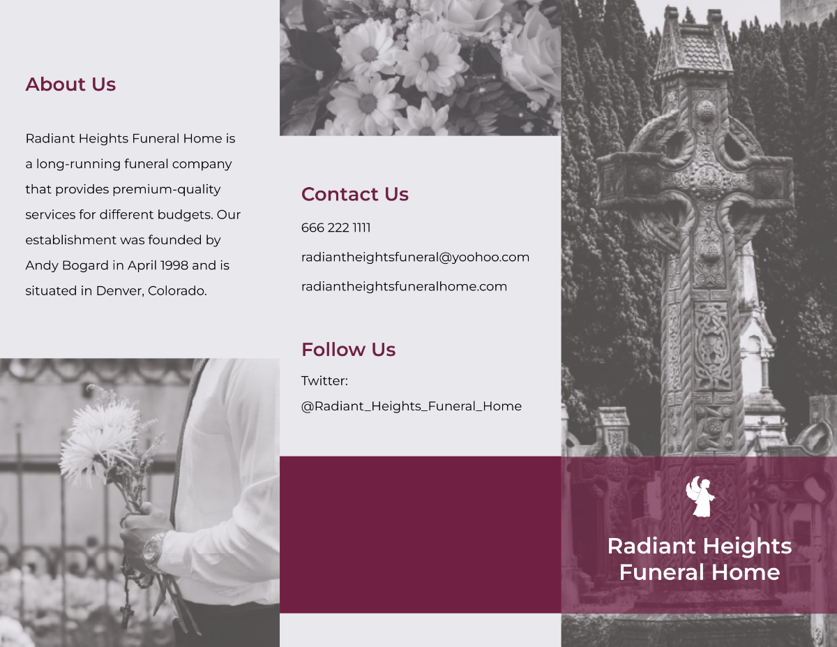 Free Floral Funeral Service Tri-Fold Brochure Template