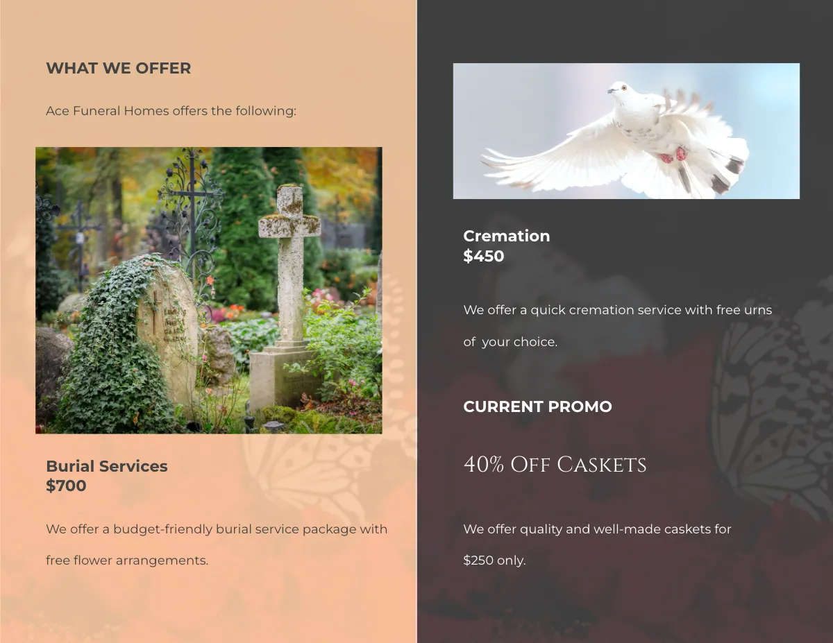 Free Funeral Pre Planning Bi-Fold Brochure Template to Edit Online