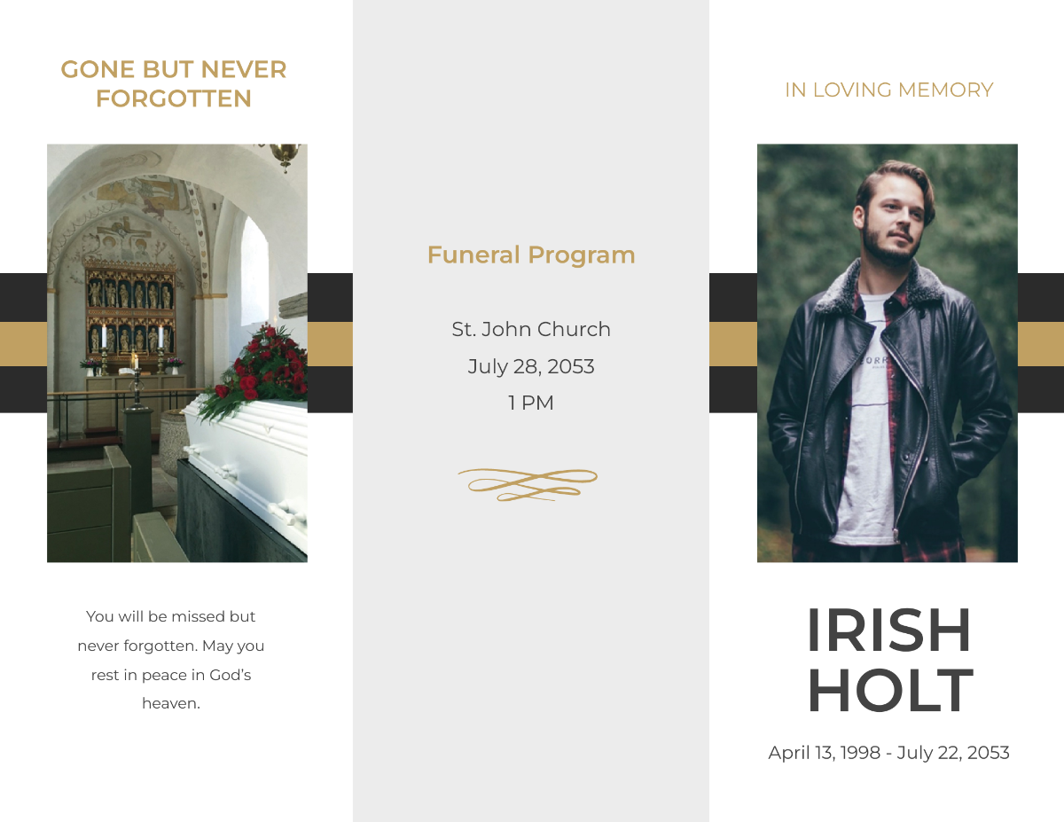 Free Funeral Program Booklet Tri-Fold Brochure Template