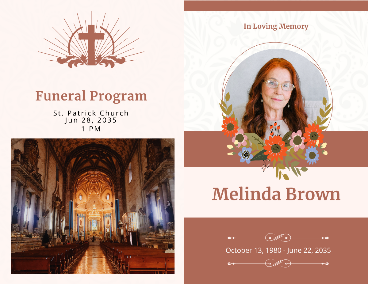 Mother/ MOM Funeral Obituary Bi-Fold Brochure Template
