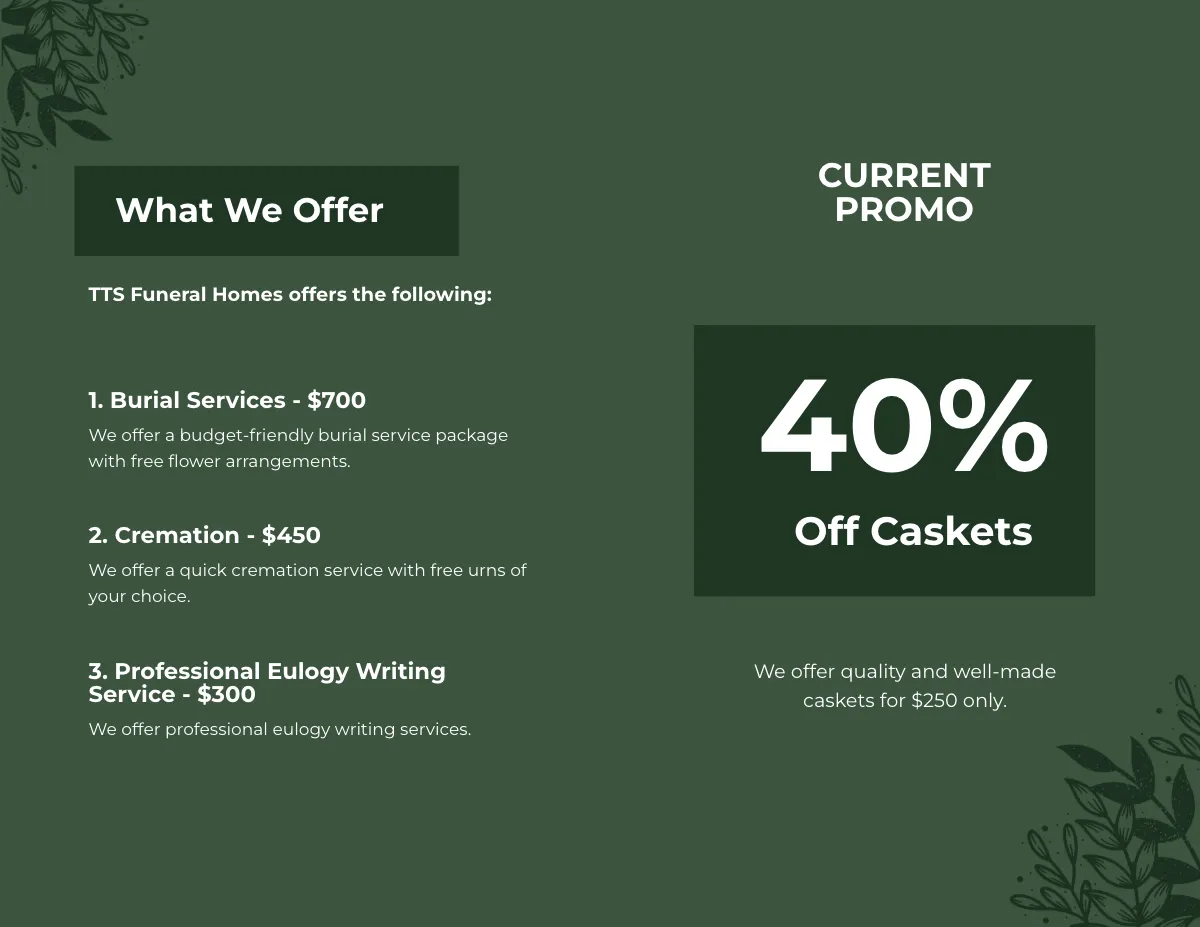 Free Printable Funeral Service Bi-Fold Brochure Template to Edit Online