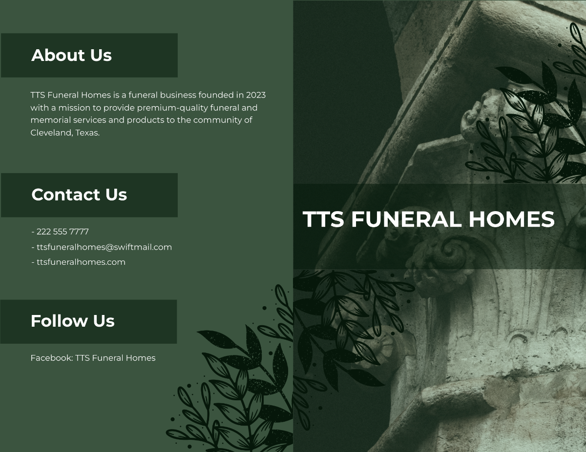 Printable Funeral Service Bi-Fold Brochure Template - Edit Online & Download