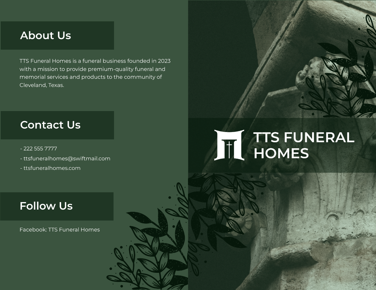 Printable Funeral Service Bi-Fold Brochure Template