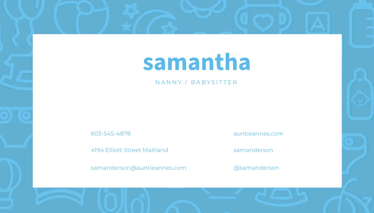 Free Babysitting Business Card Template to Edit Online