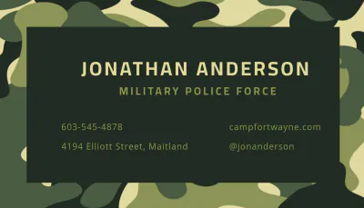 Free Military Business Card Template to Edit Online
