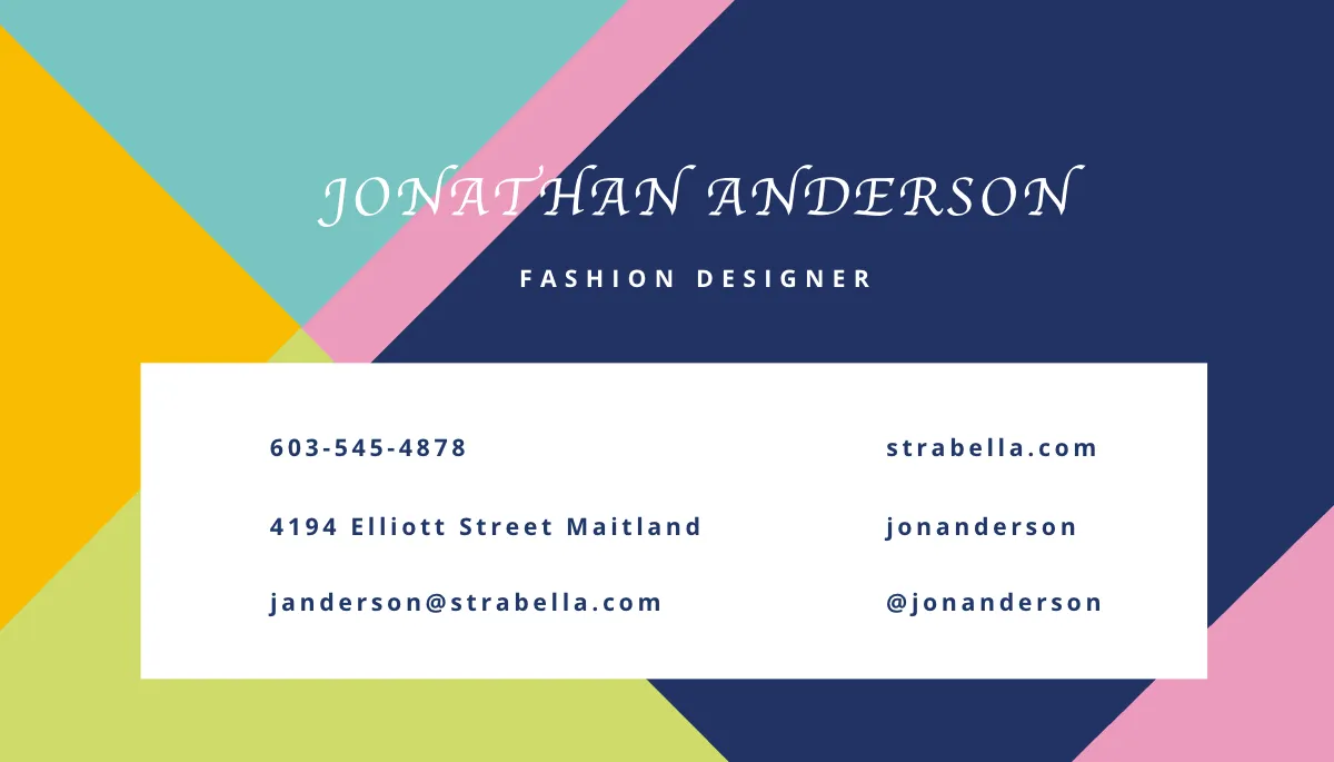Free Multi-Color Business Card Template to Edit Online