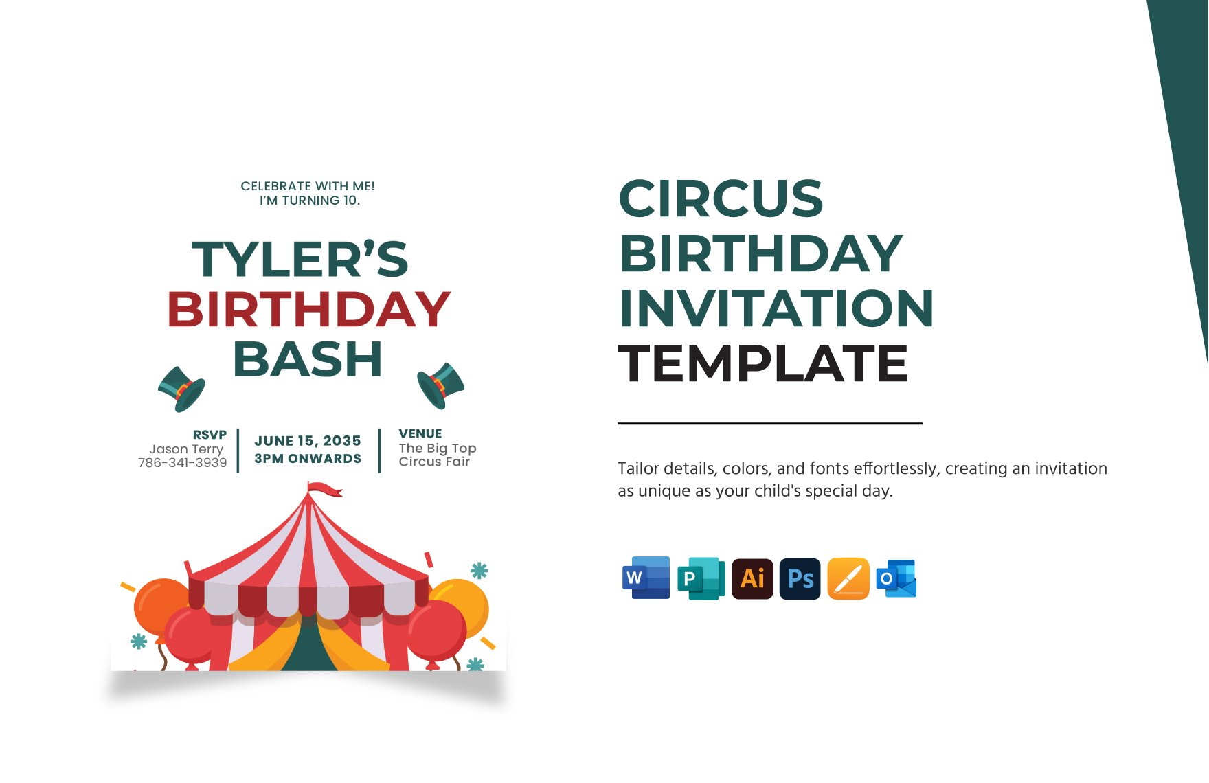 Circus Birthday Invitation Template