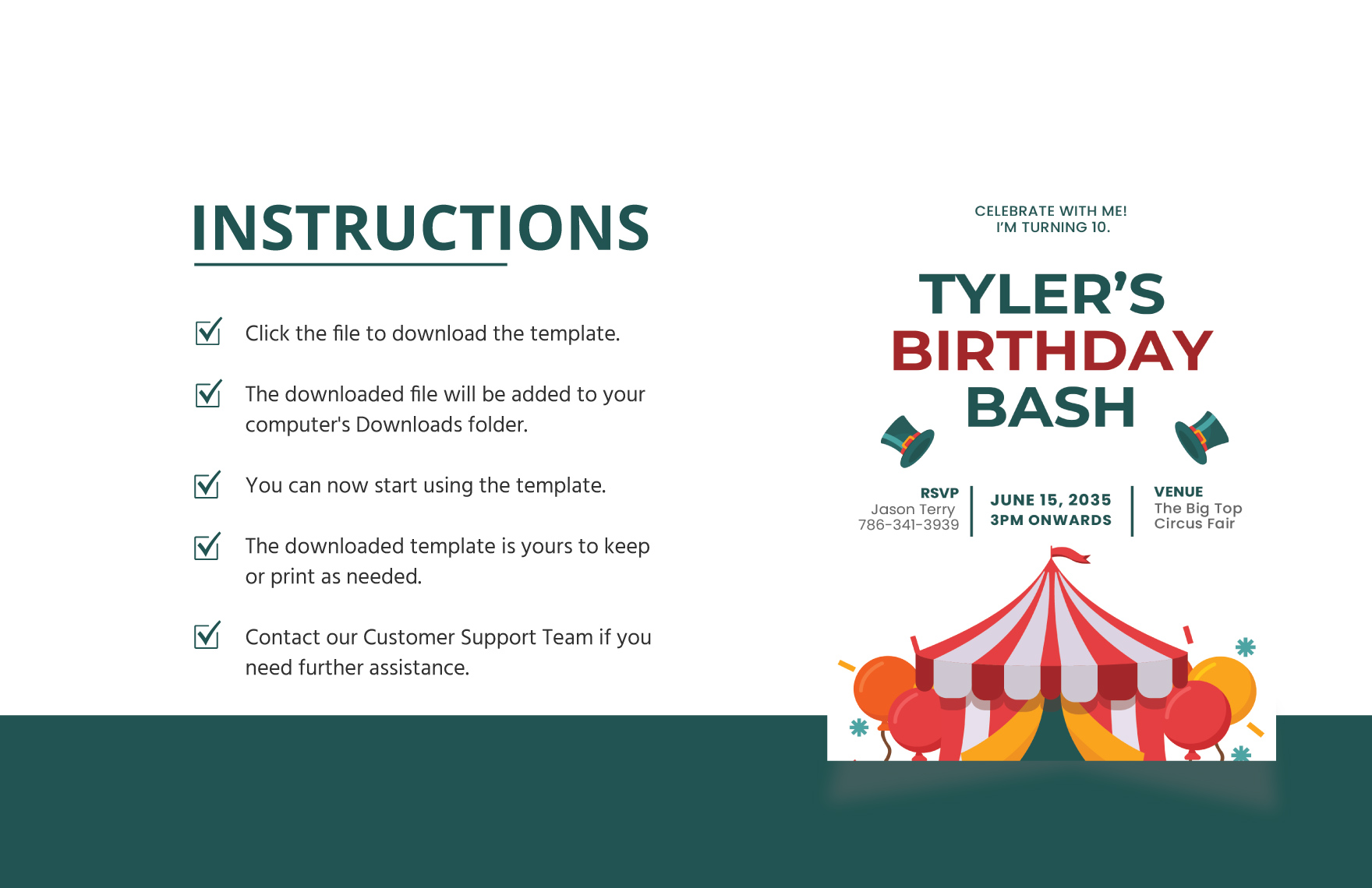 Circus Birthday Invitation Template
