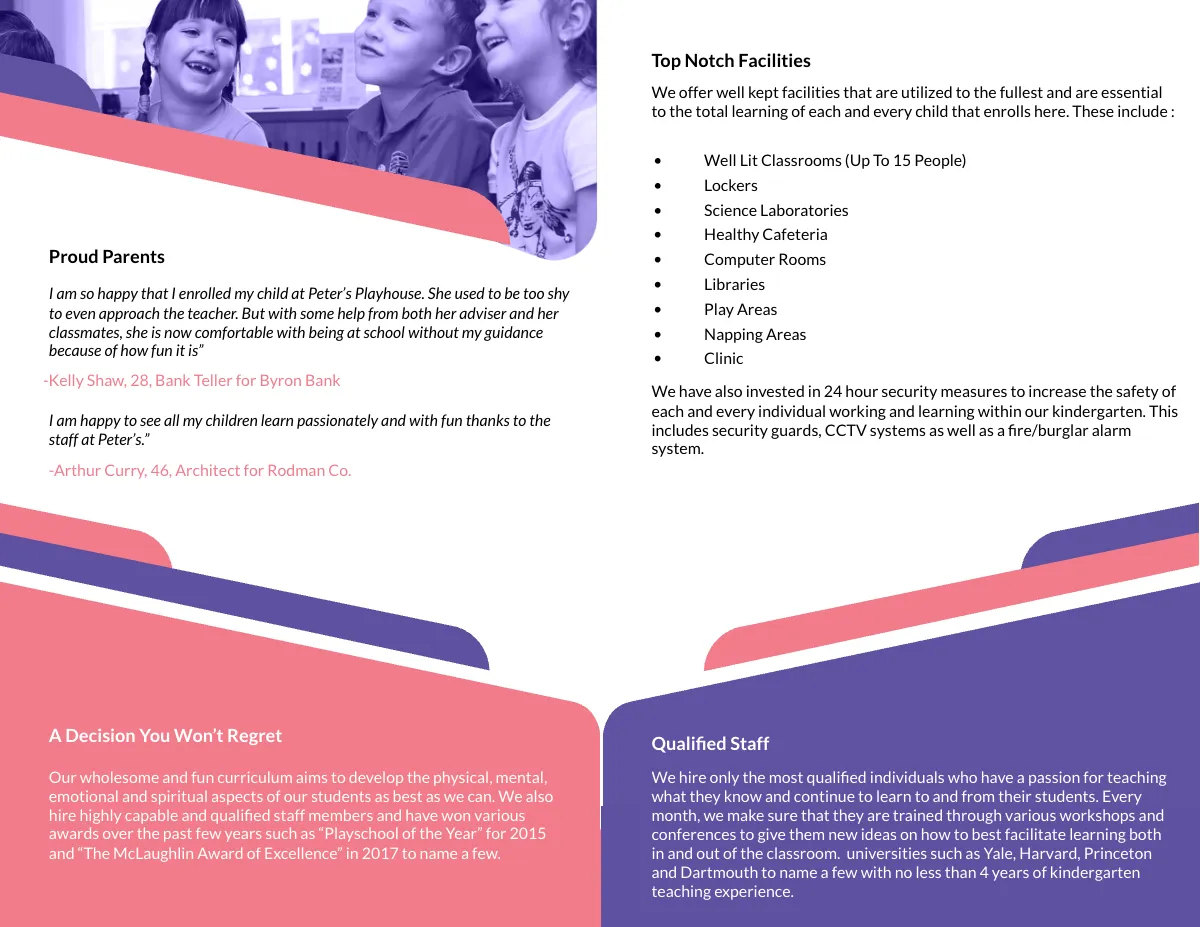 Free Peter's Playhouse Bi-Fold Brochure Template to Edit Online