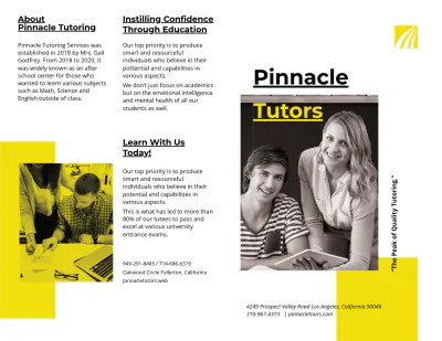 Free Tutoring School Bi-fold Brochure Template to Edit Online