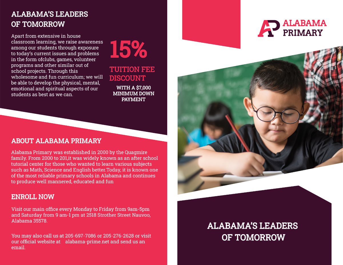 Alabama Primary Bi-Fold Brochure Template