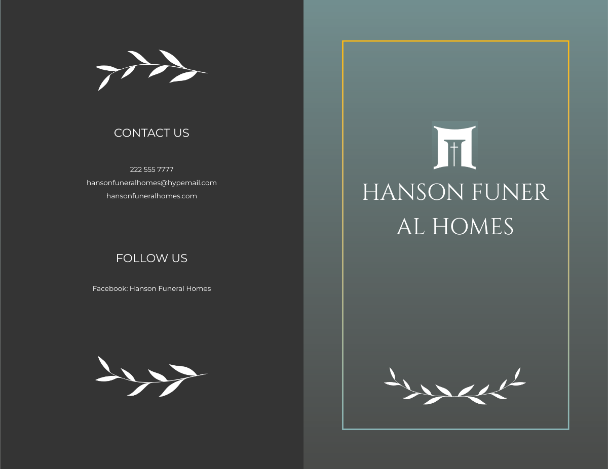 Blank Funeral Plan Bi-fold Brochure Template