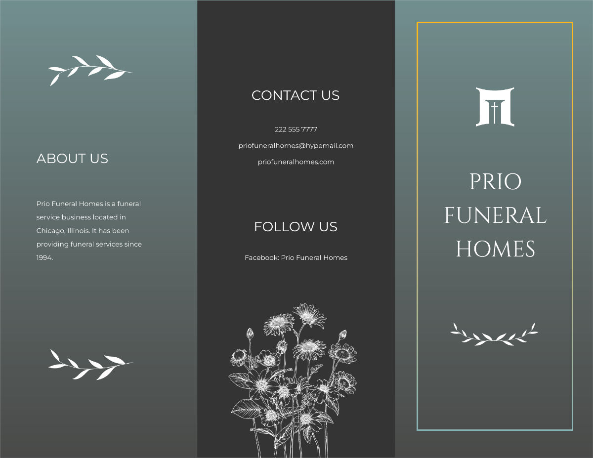 Blank Funeral Plan Tri-Fold Brochure Template