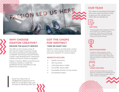 Free Creative Recruitment Bi-Fold Brochure Template to Edit Online