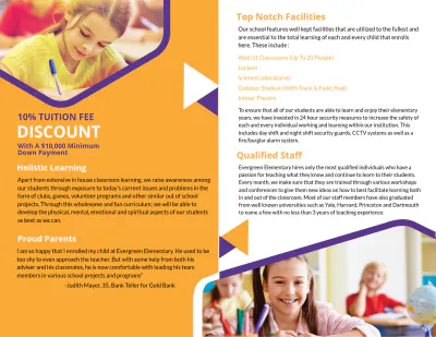 Free Evergreen Elementary Bi-Fold Brochure Template to Edit Online