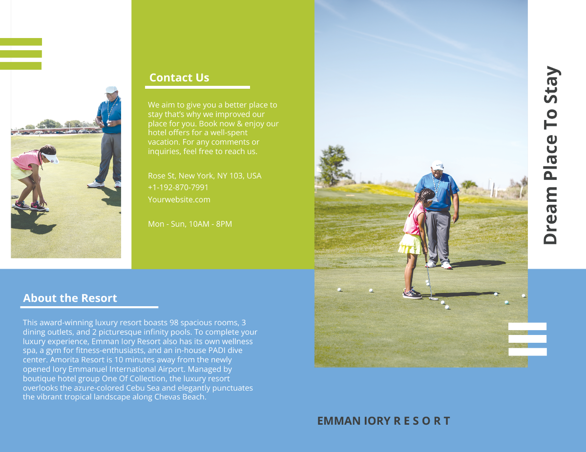 Golf Resort Bi-Fold Brochure Template - Edit Online & Download