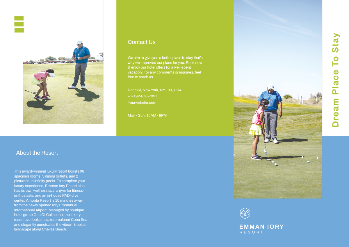 Free Golf Resort Tri-Fold Brochure Template