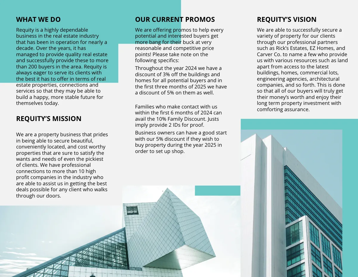 Free Property Agent/Agency Tri-Fold Brochure Template to Edit Online