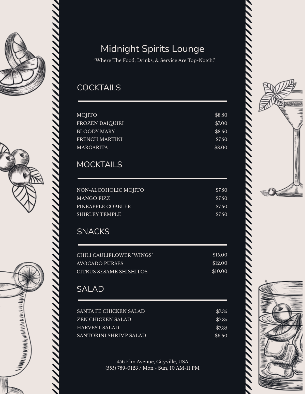 Chalkboard Bar Menu Template - Edit Online & Download