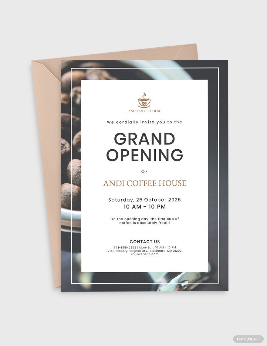 Coffee House Opening Invitation Template