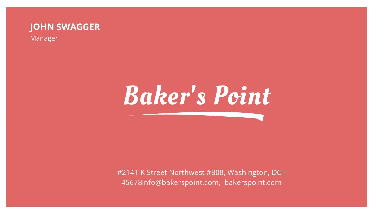 Free Simple Bakery Business Card Template to Edit Online