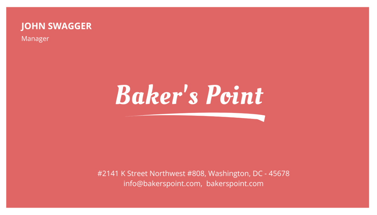 Free Simple Bakery Business Card Template