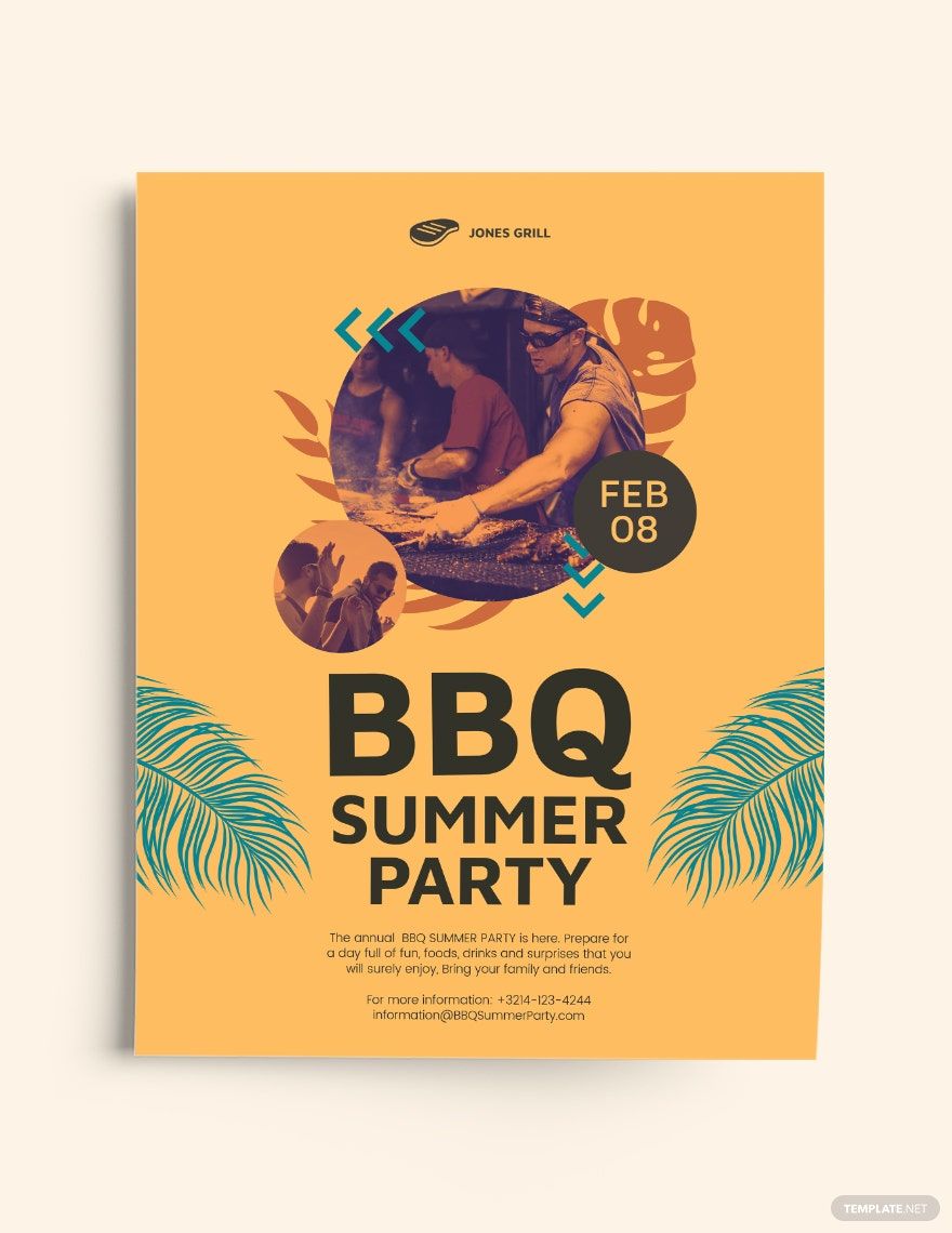 BBQ Summer Party Flyer Template in Word, Google Docs, Illustrator, PSD, Apple Pages, Publisher, InDesign