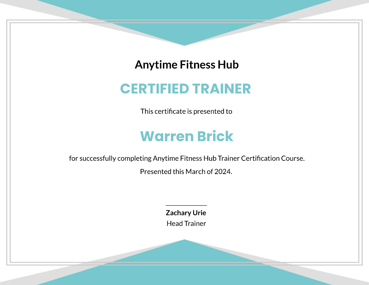 Fitness Trainer Certificate Template - Edit Online & Download