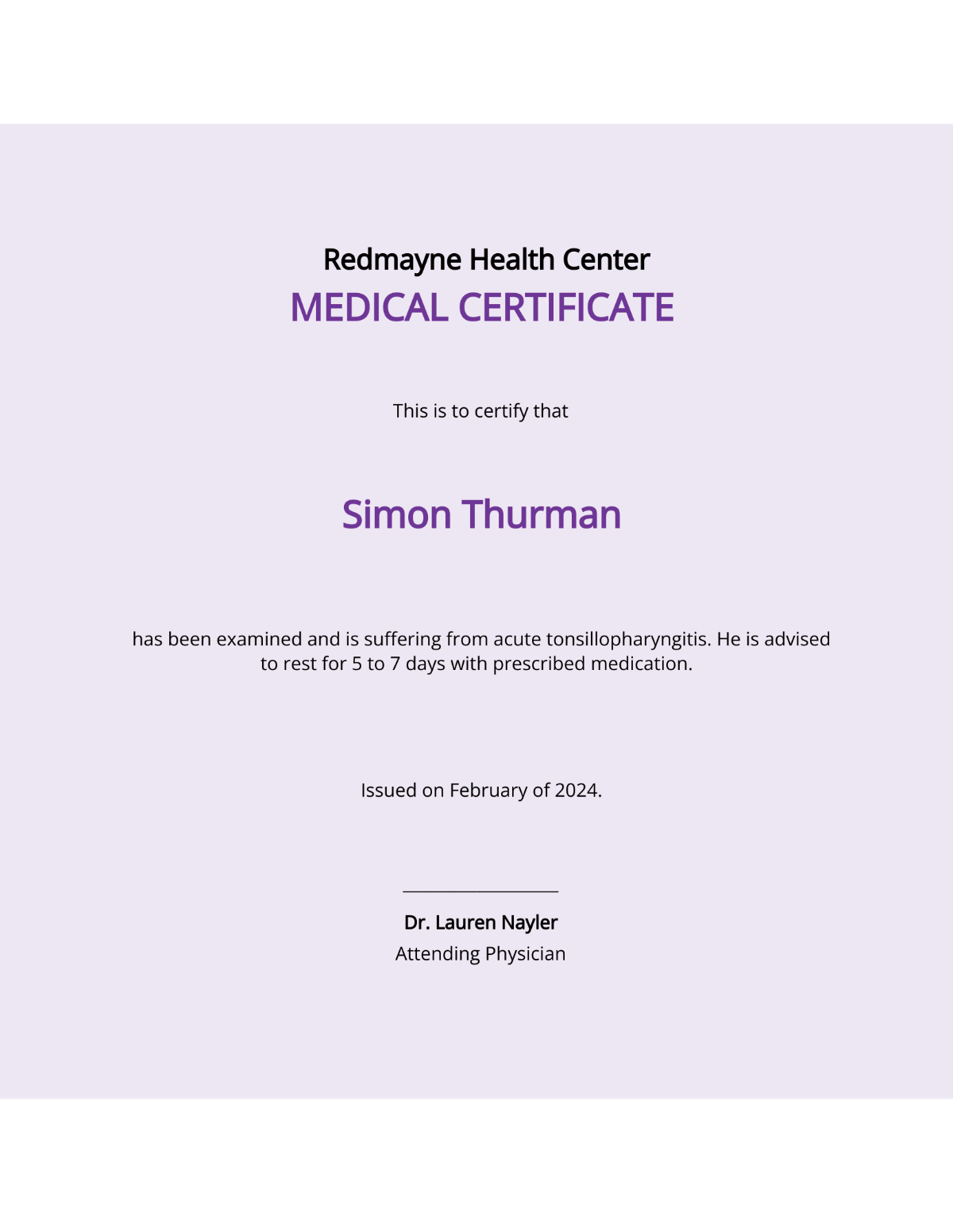 Medical Certificate for Leave or Extension Template