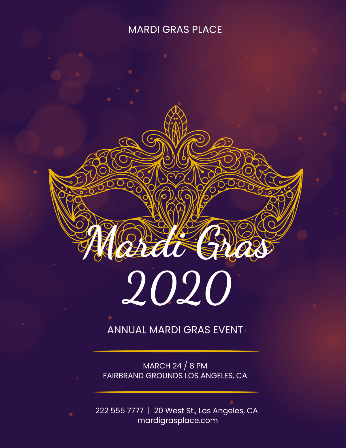 Classy Mardi Gras Flyer Template - Edit Online & Download