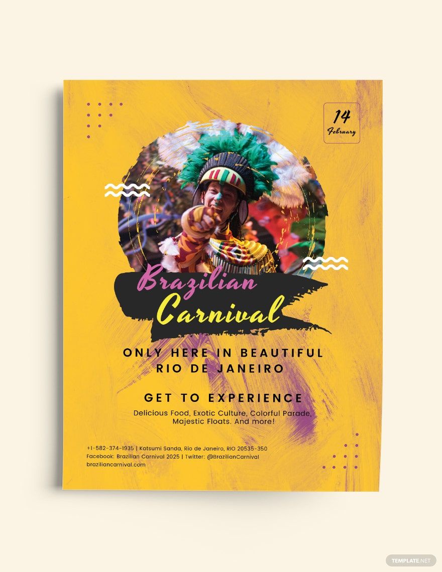 Brazilian Carnival Flyer Template in Word, Google Docs, Illustrator, PSD, Apple Pages, Publisher, InDesign